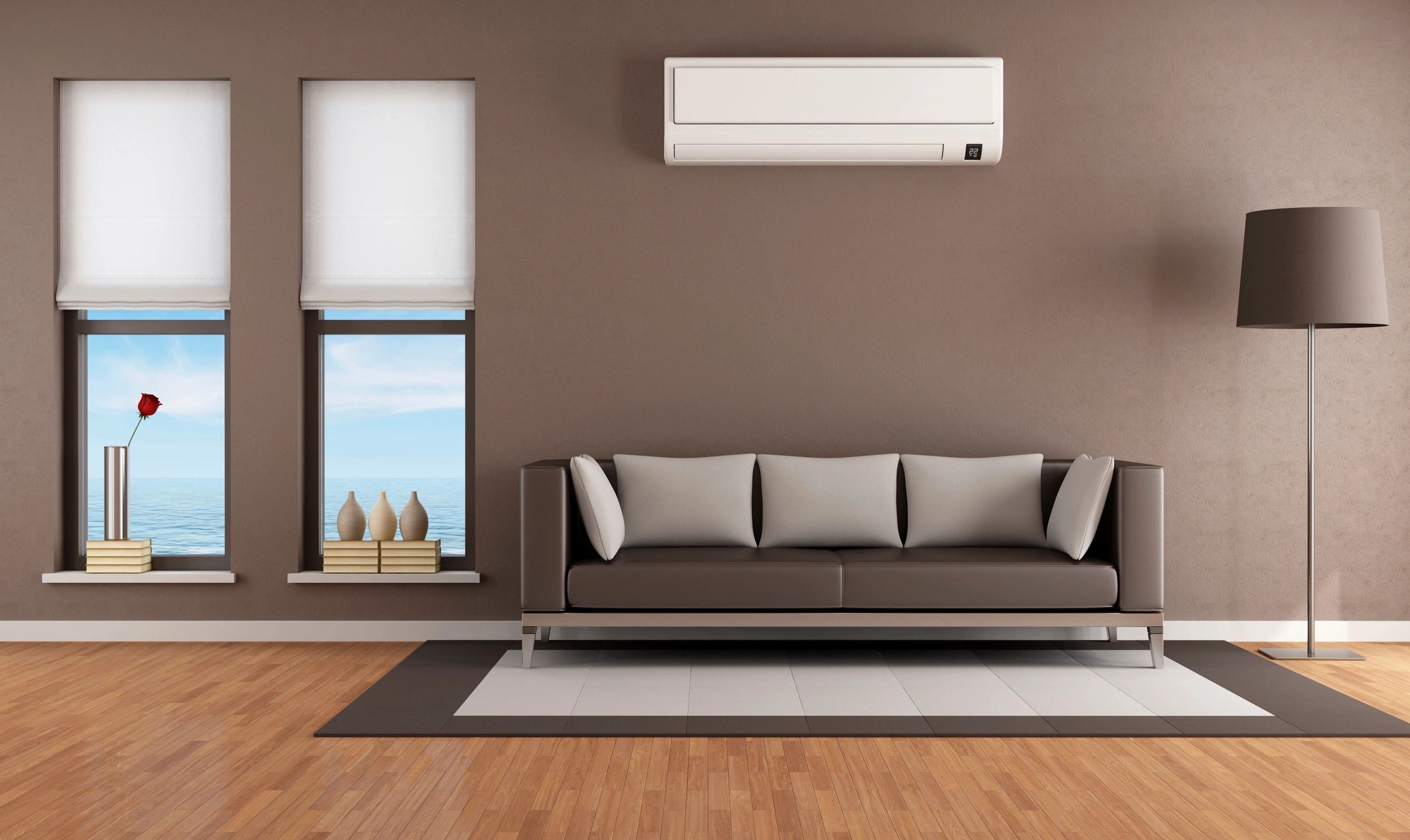 Modern living room interior with air conditioning